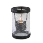 Thumbnail image #1 for Sterno Industrial Chic 80300 Glass Liquid-Wax Candle Lamp, 5 in H x 3 1/8 in Dia., Hanging Basket, Bronze Accent Rings, Clear Crackle Finish