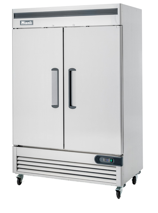 Product image #5 for Migali Competitor Series® Two-Section Reach-In Refrigerator with Solid Hinged Locking Doors, 49 Cu. Ft., Bottom-Mount Self-Contained, Stainless Steel