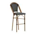 Thumbnail image #1 for Flash Furniture SDA-AD642001-BS-BKWH-NAT-GG Stacking Outdoor Bar Stool, 30-Inch Bar Height, Armless, Black-and-White Synthetic Wicker