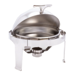Thumbnail image #1 for Alegacy Foodservice Products Sonata Serenade AL400A 6 qt Round Stainless Steel Roll-Top Chafing Dish with Canned Heat