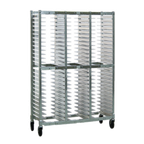 Thumbnail image #1 for New Age NS596A Mobile Full-Height Aluminum Pizza Pan Rack, Open Sides, Adjustable 10–16" Widths, 2" Spacing, 78-Pan Capacity