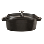Thumbnail image #1 for Libbey Cast Iron CIS-27 Miniature Cast Iron Dutch Oven, 11 oz., Oval, with Lid, Black