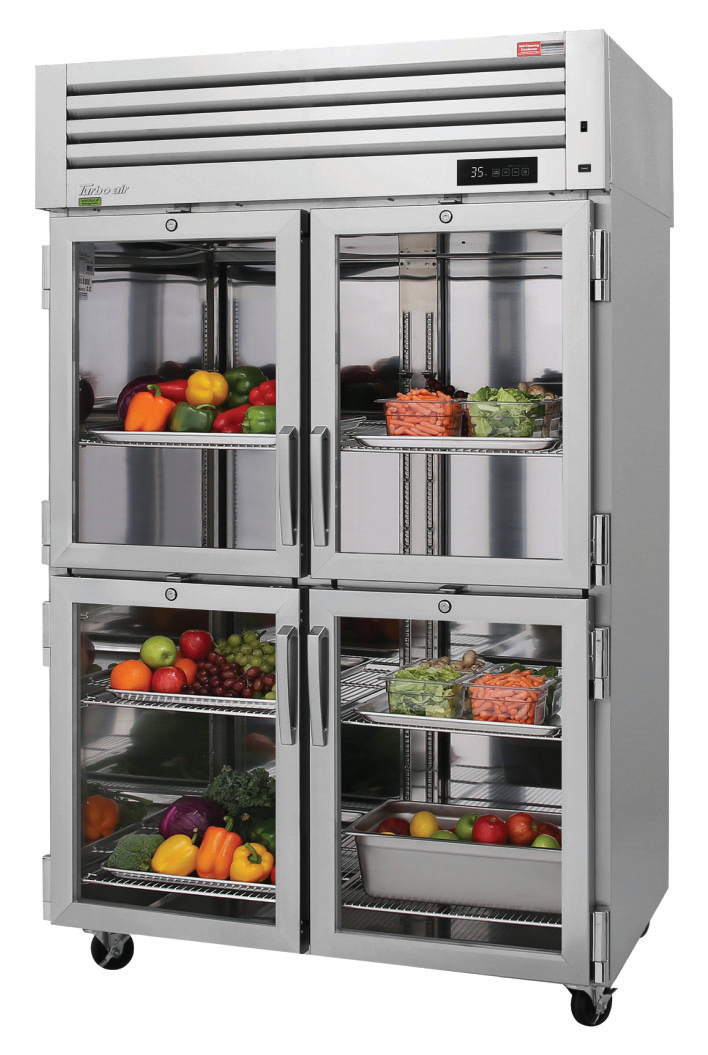 Product image #5 for Turbo Air PRO Series Two-Section Reach-In Refrigerator with 4 Glass Half Doors, Top Mount, 47.36 Cu. Ft.