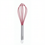 Thumbnail image #1 for Browne USA Foodservice Cuisipro 74698805 Egg Whisk, 8", Stainless Steel with Red Silicone Wires Case of 6