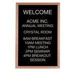 Thumbnail image #1 for AARCO Products AOFD3624L Wall-Mounted Message Center Board, Black Felt, Oak Frame, Open Face, 24"W x 36"H, with Helvetica Letters
