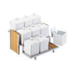 Thumbnail image #1 for Cal-Mil Eco Modern 1474 3-Tier Rectangular Jar Display, 9-Jar Capacity, Silver Steel Frame with Bamboo Accents