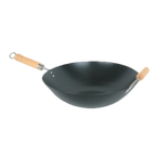 Thumbnail image #1 for Thunder Group TF001 12-Inch Carbon Steel Nonstick Wok with Wooden Handle and Helper Handle Case of 12