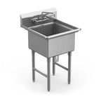 Thumbnail image #1 for Winholt Equipment WS1T1620 1-Compartment Stainless Steel Sink, 20" x 16" x 12" Compartment, 9" Backsplash, 16 Gauge, Leg Base