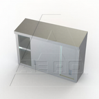 Thumbnail image #1 for AERO Manufacturing WSC-96 Wall-Mounted Stainless Steel Cabinet with Sliding Doors, 96"W x 15"D x 32-1/2"H