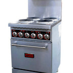 Thumbnail image #1 for Omcan USA 49169 24" Electric Commercial Range with 4 Hotplates, Thermostat-Controlled Standard Oven and Backriser Shelf