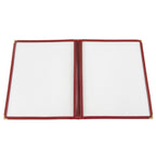 Thumbnail image #1 for CAC China MCP2-911BY Vinyl Booklet Menu Cover, 2-Pocket, 8-1/2" x 11", Clear Double-Sided View, Brass Corners, Burgundy Trim Case of 100
