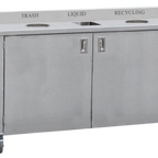 Thumbnail image #1 for Steril-Sil Company MTC66-2-DMP Mobile Stainless Steel Trash/Recycling Counter with Dump Basin, Two 8-Inch Openings, Soft-Close Door