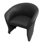 Thumbnail image #1 for JustChair Manufacturing LA556-BLK Lounge Arm Chair, Curved Wraparound Upholstered Back, Black Vinyl, Metal Frame, Black Casters