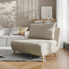 Thumbnail image #2 for Flash Furniture BO-BS-BS031-CRMBCL-GG Tri-Fold Convertible Sleeper Chair, Cream Bouclé Upholstery, Adjustable, with Pillow