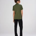 Thumbnail image #2 for Chef Works SBU01W-MIL-XL Women's Short-Sleeve Kitchen Work Shirt, Military Green, Snap Front, Mesh Back, XL