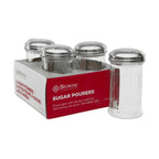Thumbnail image #1 for Browne USA Foodservice 575228 12 oz Fluted Clear Glass Sugar Pourer with Stainless Steel Top and Self-Closing Side Spout