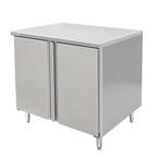 Thumbnail image #1 for GSW USA CTD-2436H Enclosed Stainless Steel Work Table with Hinged Doors, 1 Adjustable Shelf, 18-Gauge Top, 36"W x 24"D x 35"H