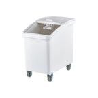 Thumbnail image #1 for Omcan 81280 Ingredient Bin, 31.7-gallon (120 L) capacity, white polypropylene body, clear polycarbonate sliding cover & scoop, stackable, 3"