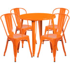 Thumbnail image #1 for Flash Furniture CH-51090TH-4-18CAFE-OR-GG Round Orange Metal Table and 4-Chair Set, 30-Inch Table, 18-Inch Chairs