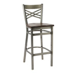 Thumbnail image #1 for G & A Commercial Seating 699-D RS Commercial Bar Stool, Double X-Back, Reclaimed Wood Seat, Steel Frame, Footrest
