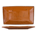 Thumbnail image #1 for International Tableware Savannah SV-127-TE Rectangular Stoneware Platter, 12-1/4" x 7-3/8", Embossed, Speckled, Rolled Edge 1 Dozen