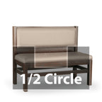 Thumbnail image #1 for JustChair Manufacturing JBSB-WT-UPL-HC-36-GR2 Half-Circle Banquette Booth with Two Corners, Upholstered Seat and Back, Wood Frame
