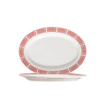 Thumbnail image #1 for CAC China Red Gate 105-34 Porcelain Oval Platter, 9-1/4"L x 6-1/2"W x 3/4"H, Rolled Edge Case of 2 Dozen