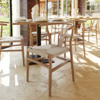 Thumbnail image #2 for Flash Furniture Logan ZH-8101YS-OAK-NAT-GG Stackable Solid Wood Dining Chair with Slat Back, Wood Seat and Oak Finish