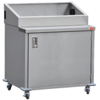 Thumbnail image #1 for Steril-Sil Company E1-ENC36-3V Mobile Stainless Steel Serving Cart, 3-Insert Angled Top, Enclosed Base, 35-1/4" x 24-3/4" x 41"