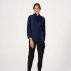 Thumbnail image #1 for Chef Works BCWLZ005-NAV-L Women's Navy Poly/Cotton Long-Sleeve Chef Coat, Large