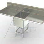 Thumbnail image #1 for AERO Aerospec 2F1-2020-24LR 1-Compartment 14-Gauge Stainless Steel Sink, 71"W x 26"D x 42-1/2"H, Left/Right Drainboards