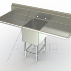 Thumbnail image #1 for AERO Manufacturing Aerospec 2F1-2116-30LR 1-Compartment Stainless Steel Sink, 79"W x 27"D x 42-1/2"H, Left/Right Drainboards, 10"H Backsplash
