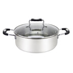 Thumbnail image #1 for Kadra Kitchenware Millvado MUS-24-3/BK Casserole with Glass Lid, 3.5 qt, 9.4", Black Stainless Steel, Silicone Handles Case of 6
