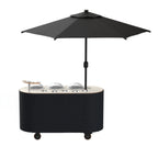 Thumbnail image #1 for Steelite Mogogo Vanila MGCOVC01VXBB Oval Gelato Cart with Vanilla Top, Black Cover and Black Umbrella