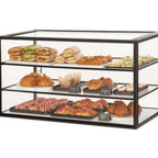 Thumbnail image #1 for Cal-Mil Onyx 23765-3-13 3-Tier Rectangular Knockdown Buffet Stand, White Composite Base, 42"W x 24"D x 23"H