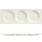 Thumbnail image #1 for Libbey Chef's Selection II BW-3333 Porcelain Rectangular Serving Tray, 13" x 4-5/8", 3 Wells