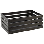 Thumbnail image #1 for Libbey APS Germany - Superbox APS 11723 Tall GN 1/1 Rectangular Acacia Wood Basket/Riser, Black, Non-Slip, Stackable