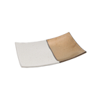 Thumbnail image #1 for Korin Inc Kinsai PLL-MJ118-374 Rectangular China Plate, 8 x 5-1/4 x 1-1/2 in, Two-Tone Matte White and Gold