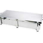 Thumbnail image #1 for Eastern Tabletop 3259A Countertop Rectangular Aluminum Griddle Stand with Gravy Drip Catch Lane, Fits 2 Butane Burners