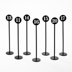 Thumbnail image #4 for American Metalcraft NSB20 Laser-Cut Stainless Steel Black Table Number Stand Set, Numbers 11-20, 2" Dia. x 10"H Case of 12