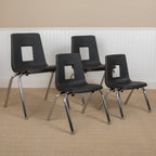 Thumbnail image #2 for Flash Furniture ADV-SSC-12BLK Stacking School Chair, 12-Inch Seat, Black Polypropylene, Chrome-Plated Steel Frame