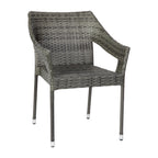 Thumbnail image #1 for Flash Furniture TT-TT02-GY-GG Gray PE Rattan Wicker Patio Stacking Armchair with Steel Frame