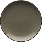 Thumbnail image #1 for International Tableware Splash™ SH-22-GS 8-1/8" Round Stoneware Plate, Green Smoke, Hand-Painted Reactive Glaze, Dark Brown Trim Case of 2 Dozen