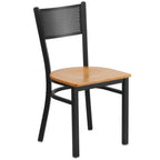 Thumbnail image #1 for Flash Furniture Hercules XU-DG-60115-GRD-NATW-GG Stackable Restaurant Chair, Grid Metal Back, Natural Plywood Seat, Black Frame