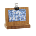 Thumbnail image #1 for Cal-Mil Bamboo 2036-32-60 Double-Sided Clipboard Menu Holder with Clip, Holds 3" x 2" Card, Flared Base Case of 6