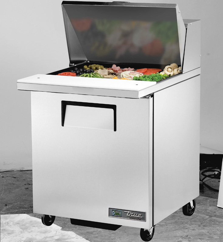 Product image #5 for True Mega-Top Sandwich/Salad Prep Table, 27-5/8 Inch Wide, 1 Solid Door, 12-Pan Top