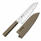 Thumbnail image #1 for Korin Inc HKR-HDWSA-180 Hammered Damascus Wa-Santoku Knife with Saya, 7-inch Blade