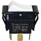 Thumbnail image #1 for AllPoints Foodservice Parts & Supplies 421259 ON/ON SPST Rocker Switch, 1/4" Tab Terminal, White with Black Frame