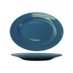 Thumbnail image #1 for International Tableware Cancun CA-14-LB Ceramic Oval Platter, 12-1/2" x 9", Rolled Edge, Light Blue 1 Dozen