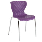 Thumbnail image #1 for Flash Furniture LF-7-07C-PUR-GG Stackable Chair, Plastic Back and Seat, Chrome Frame, Purple